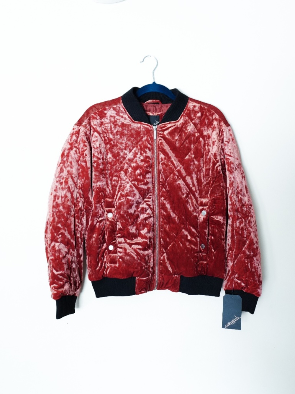 NWT Collection B Crushed Velvet Copper Bomber Jacket